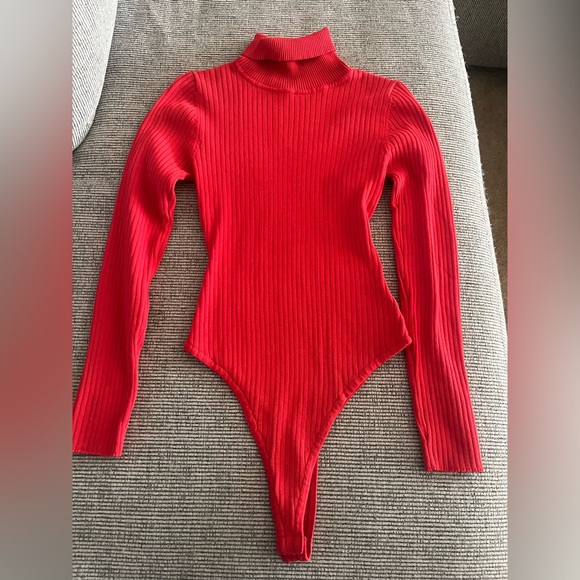 Love Tree Tops - Love Tree Vibrant Red Ribbed Bodysuit NWOT